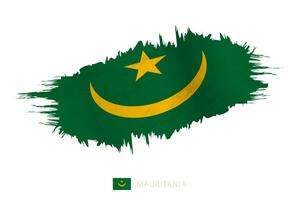 pintado pincelada bandera de Mauritania con ondulación efecto. vector