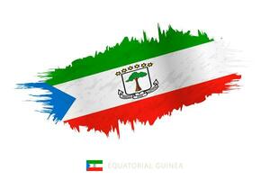 Painted brushstroke flag of Equatorial Guinea with waving effect. vector