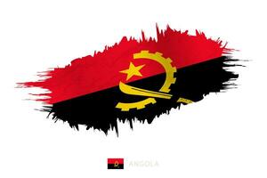 Painted brushstroke flag of Angola with waving effect. vector