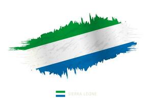 Painted brushstroke flag of Sierra Leone with waving effect. vector