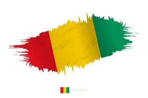 Painted brushstroke flag of Guinea with waving effect. vector