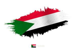 pintado pincelada bandera de Sudán con ondulación efecto. vector