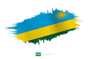 Painted brushstroke flag of Rwanda with waving effect. vector