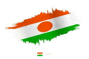 Painted brushstroke flag of Niger with waving effect. vector