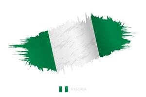 Painted brushstroke flag of Nigeria with waving effect. vector