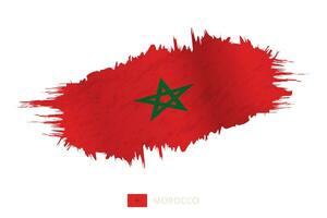 Painted brushstroke flag of Morocco with waving effect. vector