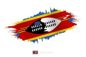 Painted brushstroke flag of Swaziland with waving effect. vector