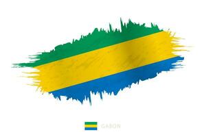 Painted brushstroke flag of Gabon with waving effect. vector