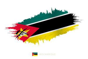 Painted brushstroke flag of Mozambique with waving effect. vector