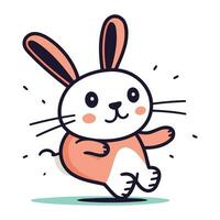 Cute cartoon rabbit running. Vector illustration in a flat style.