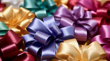 Colorful ribbon for gift box to celebrate holiday. Paper for gift boxes prepared for holiday celebrations. photo