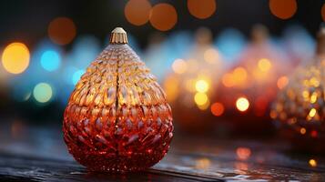 Christmas light crystal ball decorated for holiday, Merry Christmas or New Year. Paper for gift boxes prepared for holiday celebrations. photo