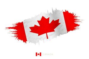 Painted brushstroke flag of Canada with waving effect. vector