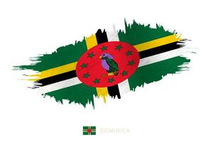 Painted brushstroke flag of Dominica with waving effect. vector