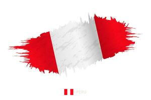 pintado pincelada bandera de Perú con ondulación efecto. vector