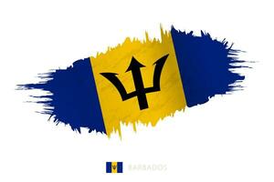 Painted brushstroke flag of Barbados with waving effect. vector