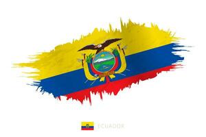 Painted brushstroke flag of Ecuador with waving effect. vector