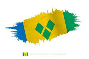 Painted brushstroke flag of Saint Vincent and the Grenadines with waving effect. vector