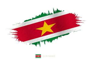 Painted brushstroke flag of Suriname with waving effect. vector