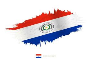 Painted brushstroke flag of Paraguay with waving effect. vector