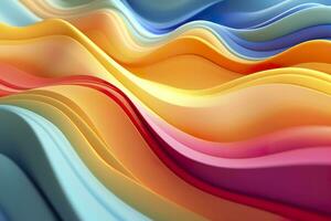 Abstract 3D Render. Colorful Background Design with Soft, Wavy Waves. Modern Abstract Wave Background. AI Generative photo