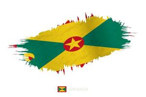 Painted brushstroke flag of Grenada with waving effect. vector