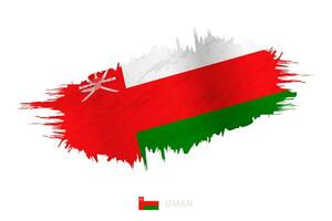 Painted brushstroke flag of Oman with waving effect. vector