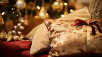 Christmas-themed pillows for decoration and gift. photo