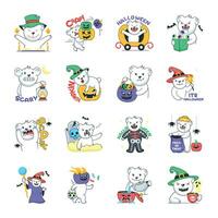 Collection of Halloween Fun Doodle Stickers vector
