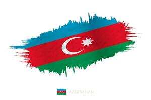 Painted brushstroke flag of Azerbaijan with waving effect. vector