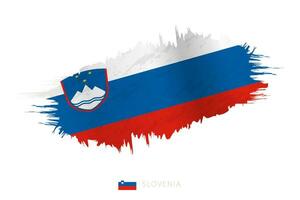 pintado pincelada bandera de Eslovenia con ondulación efecto. vector