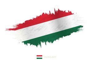 Painted brushstroke flag of Hungary with waving effect. vector