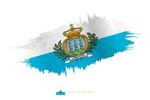 pintado pincelada bandera de san marino con ondulación efecto. vector