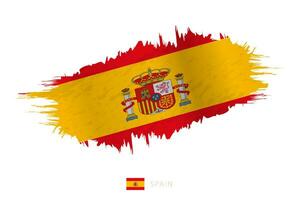 Painted brushstroke flag of Spain with waving effect. vector