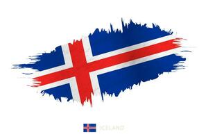 Painted brushstroke flag of Iceland with waving effect. vector