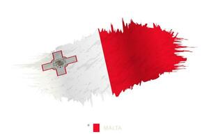 pintado pincelada bandera de Malta con ondulación efecto. vector