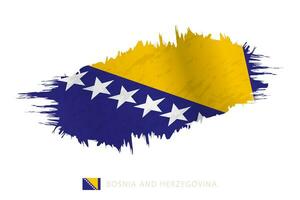 Painted brushstroke flag of Bosnia and Herzegovina with waving effect. vector