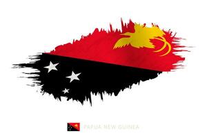 Painted brushstroke flag of Papua New Guinea with waving effect. vector