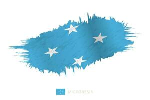 Painted brushstroke flag of Micronesia with waving effect. vector