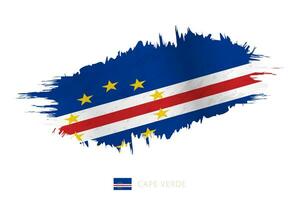 Painted brushstroke flag of Cape Verde with waving effect. vector