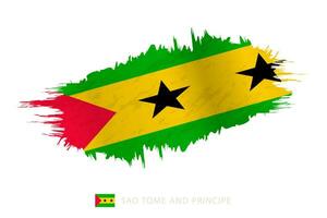 Painted brushstroke flag of Sao Tome and Principe with waving effect. vector