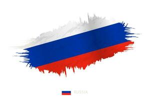 pintado pincelada bandera de Rusia con ondulación efecto. vector