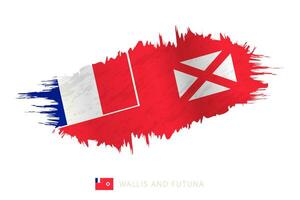 Painted brushstroke flag of Wallis and Futuna with waving effect. vector