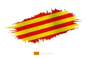 Painted brushstroke flag of Catalonia with waving effect. vector