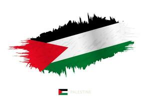 Painted brushstroke flag of Palestine with waving effect. vector