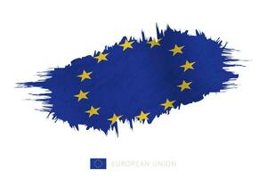 pintado pincelada bandera de europeo Unión con ondulación efecto. vector