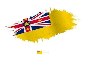 Painted brushstroke flag of Niue with waving effect. vector