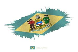 Painted brushstroke flag of Delaware with waving effect. vector