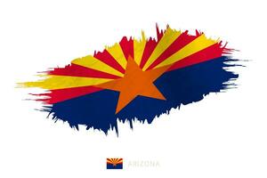 pintado pincelada bandera de Arizona con ondulación efecto. vector