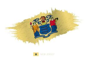 Painted brushstroke flag of New Jersey with waving effect. vector